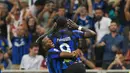 Inter Milan unggul cepat saat laga berjalan lima menit. Tendangan Federico Dimarco yang dibelokkan Henrikh Mkhitaryan di kotak penalti tak mampu diantisipasi kiper Mike Maignan. (AP Photo/Antonio Calanni)