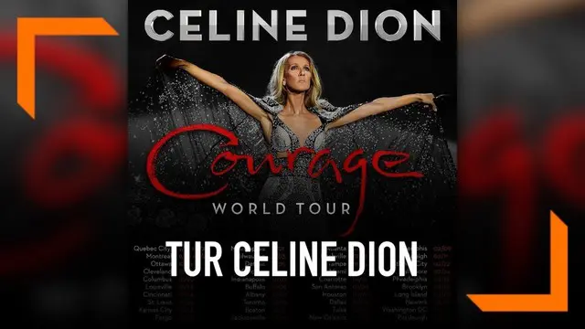 Celine DIon mengumumkan rencana tur dunia album terbarunya dengan judul 'Courage'.