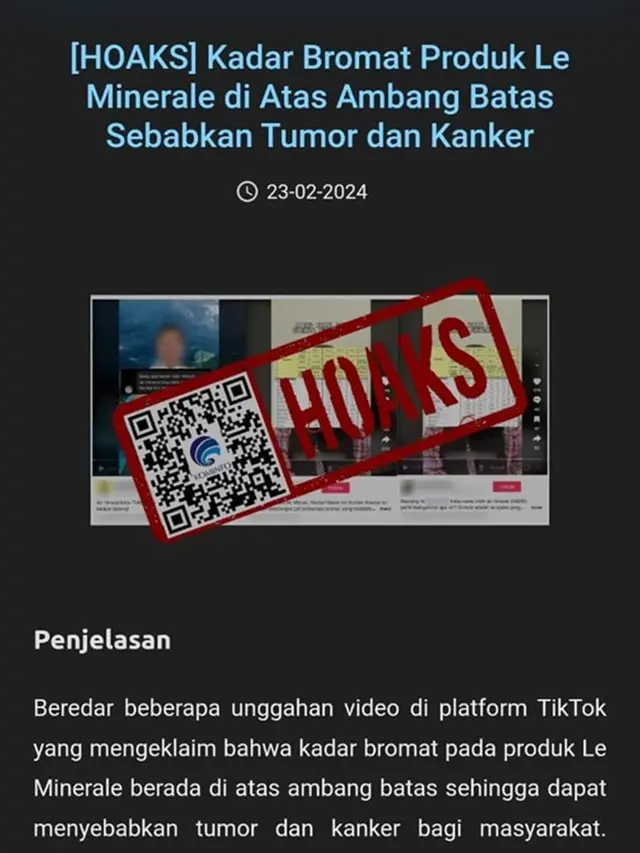 Luruskan Isu Kandungan Bromat pada Le Minarale, Kominfo: Klaim Tersebut Tidak Benar