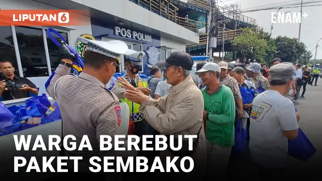 Ditengah Mahalnya Harga Beras, Puluhan Warga Berebut Paket Sembako di Yogyakarta