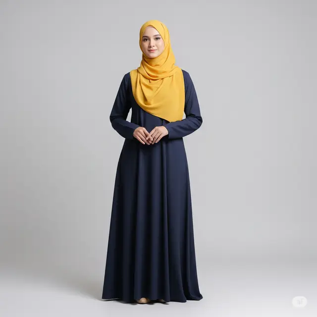 Gamis Polos dengan Warna Kontras - Simplicity yang Menawan