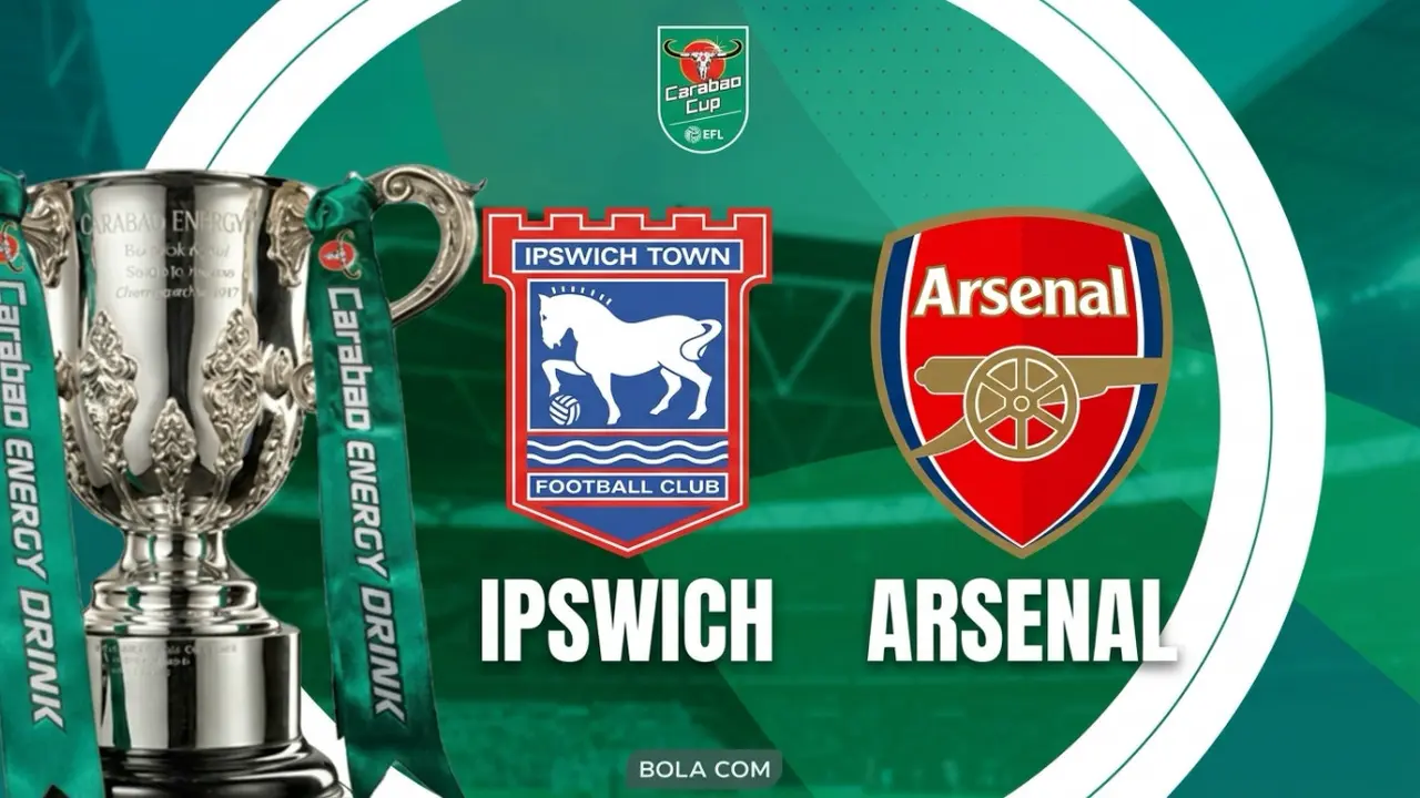 Ilustrasi Ipswich Vs Arsenal, Carabao Cup