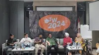 Diskusi OTW 2024 'Setahun Jelang Pemilu, Mata Rakyat Tertuju ke KPU dan Bawaslu' di Erian Hotel, Menteng, Jakarta Pusat, Minggu (19/2/2023). (Liputan6.com/Winda Nelfira)