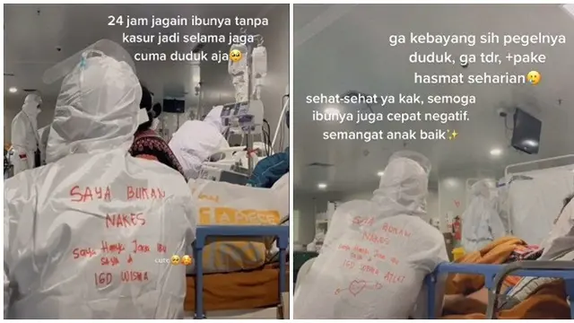 Video Kakak Adik Pakai APD Jaga Ibu 24 Jam Karena COVID-19 di IGD Ini Bikin Haru