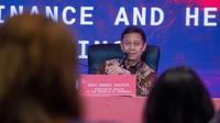 Menteri Kesehatan RI Budi Gunadi Sadikin saat konferensi pers &lsquo;G20 The 2nd Joint Finance And Health Ministers Meeting&rsquo; di Hotel Mulia Resort, Nusa Dua Bali pada Sabtu, 12 November 2022. (Dok Kementerian Kesehatan RI)