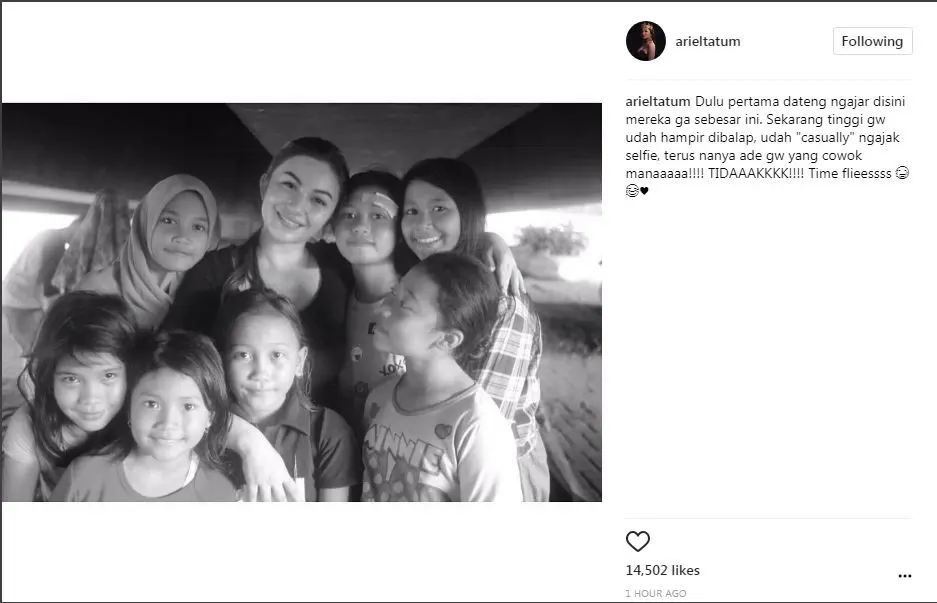 Ariel Tatum bersama anak-anak jalanan (Foto: Instagram)