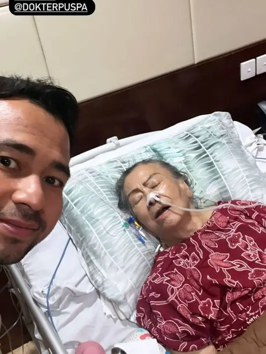 Raffi Ahmad menjenguk neneknya, Mami Popon yang terbaring lemas di rumah sakit. (instagram.com/raffinatiga1717)