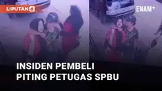 Aksi seorang pria piting petugas SPBU terekam kamera CCTV