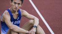 Atlet jalan cepat Indonesia, Hendro Yap, berpose usai latihan di Stadion Madya Senayan, Jakarta, Selasa (1/5/2018). Latihan ini merupakan persiapan jelang Asian Games XVIII. (Bola.com/Vitalis Yogi Trisna)