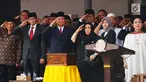 Ketua Yayasan Pendidikan Bung Karno Rachmawati Soekarnoputri, Bakal Capres Cawapres Prabowo Subianto dan Sandiaga Uno saat Upacara HUT ke-73 RI  di Universitas Bung Karno (UBK), Jakarta, Jumat (17/8).(merdeka.com/imam buhori)