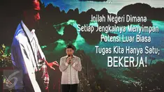 Menkopolhukam Wiranto memberikan sambutan dalam acara Rembuk Nasional 2016 di Jakarta, Senin (24/10). Rembuk Nasional ini digelar bertepatan dengan dua tahun pemerintahan Jokowi-JK, yang dilantik pada 20 Oktober 2014 lalu. (Liputan6.com/Faizal Fanani)