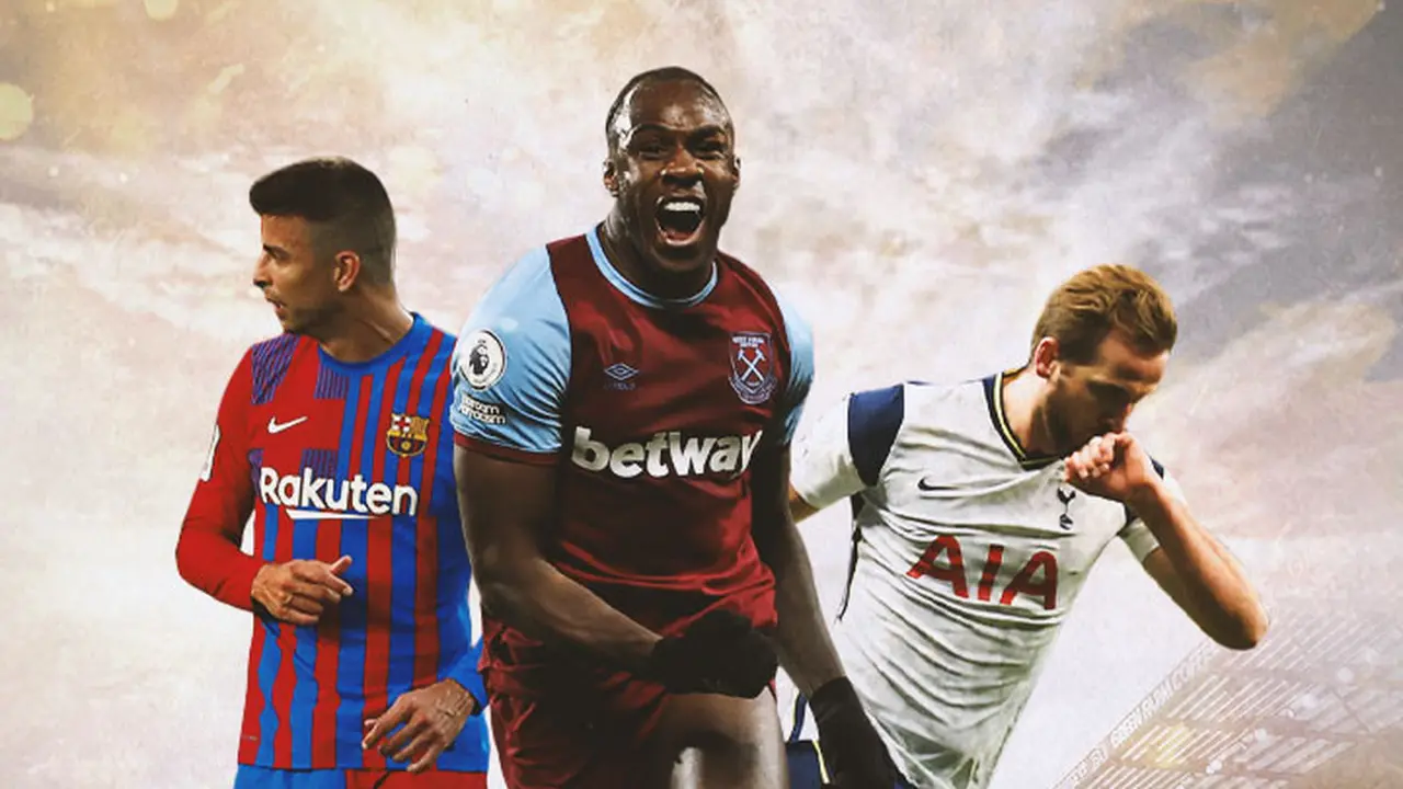 Ilustrasi - Gerard Pique, Michail Antonio, Harry Kane
