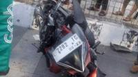 Penampakan sepeda motor ojol yang ditabrak lansia. (Liputan6.com/ Dok Ist)