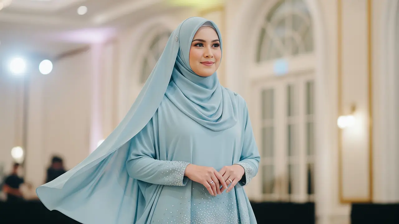 Gamis dengan Payet Swarovski untuk Acara Formal