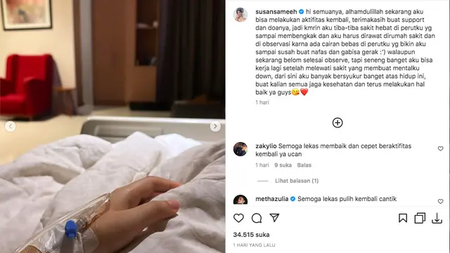Susan Sameh Kabarkan Sempat Dirawat di Rumah Sakit Akibat Ada Cairan di Perutnya, Sampai Susah Buat Nafas dan Bergerak