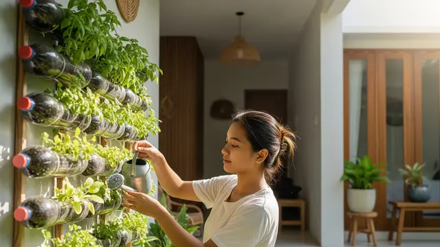 Edible Garden Vertikal dari Botol Bekas