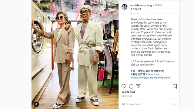 Viral Kakek Nenek Stylish Asal Taiwan yang Berpose di Laundry Mereka