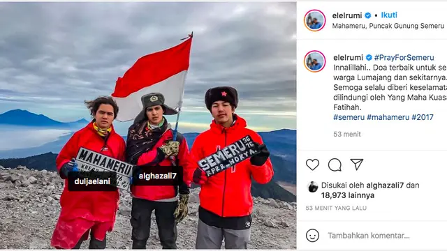 El Rumi dan Al Ghazali Kirim Doa untuk Warga Sekitar Gunung Semeru. (instagram.com/elelrumi)