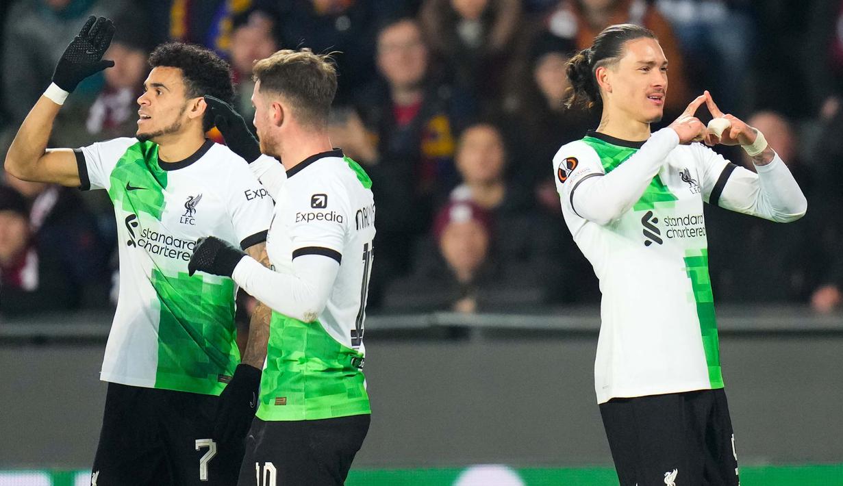 Selanjutnya, Liverpool akan menjamu Sparta Praha di laga leg kedua 16 besar Liga Europa 2023/2024 yang akan berlangsung pekan depan. (AP Photo/Petr David Josek)