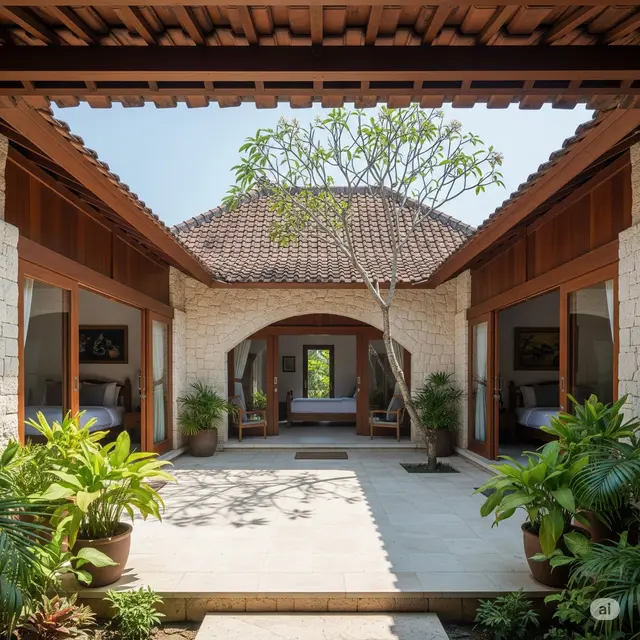 Rumah dengan Teras Tengah yang Luas