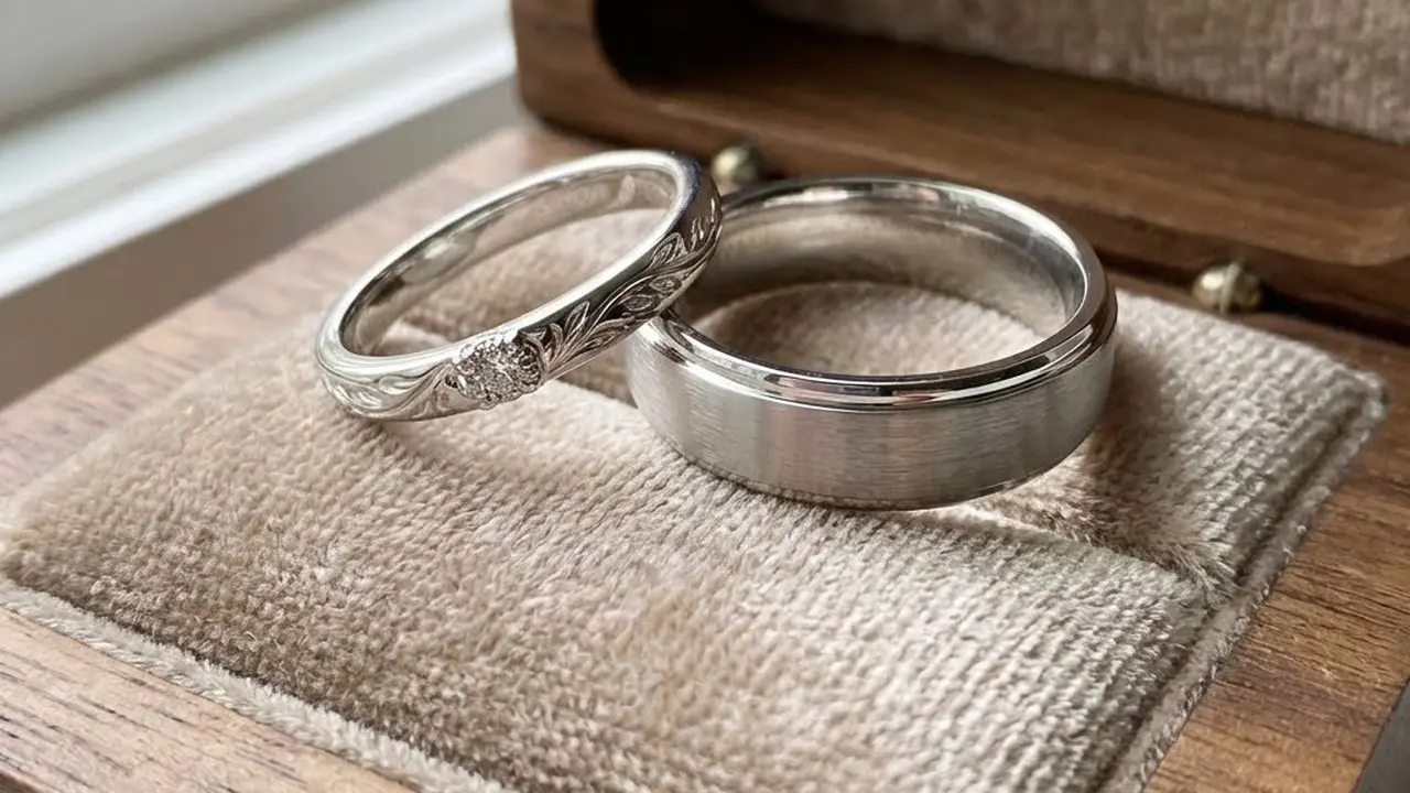 Ilustrasi Model Cincin Nikah Silver Pria dan Wanita