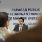 Direktur Bisnis dan Jaringan Hery Gunardi memaparkan kinerja Bank Mandiri triwulan II-2019 di Jakarta, Rabu (17/7/2019). Adapun pertumbuhan kredit rata-rata perseroan (bank only) tumbuh 12,1% secara yoy menjadi Rp690,5 triliun berdasarkan ending balance pada Juni 2019. (Liputan6.com/Angga Yuniar)