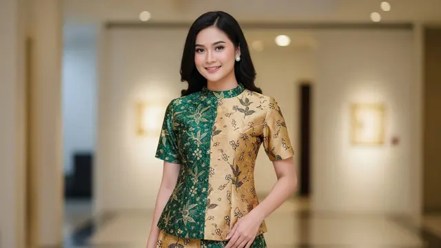 Setelan Batik Sutra Dua Warna