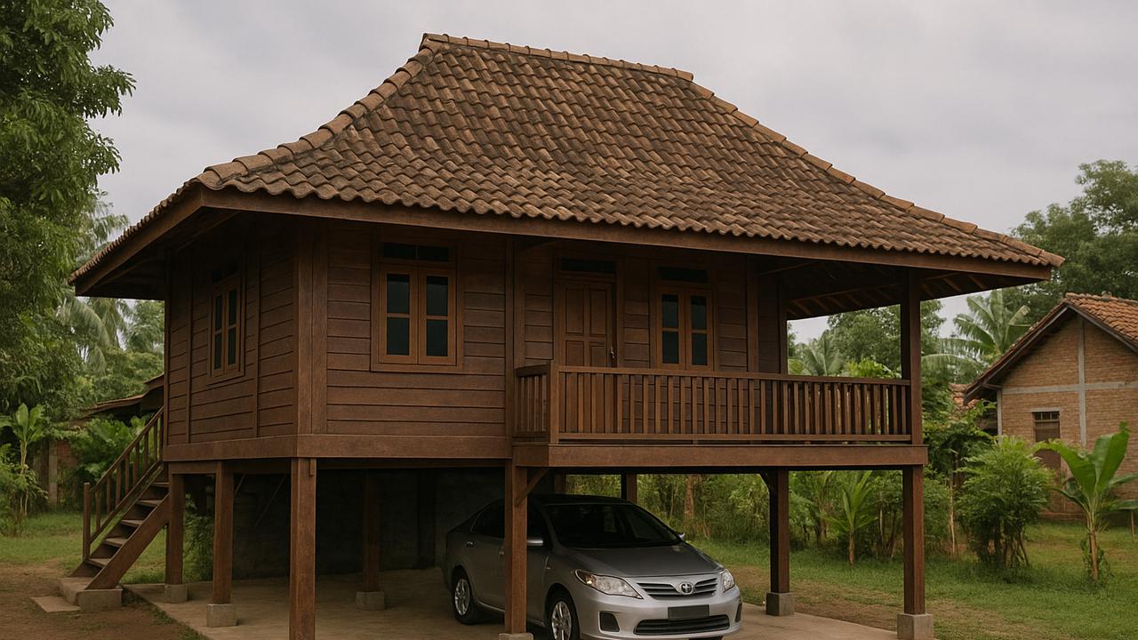 7 Gambar Rumah Sederhana di Kampung dengan Garasi, Fungsional dan Rapi