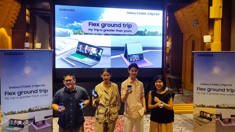 Samsung menyebut dua bulan setelah diluncurkan, penjualan Galaxy Z Fold4 5G dan Flip4 5G dua kali lipat lebih besar ketimbang pendahulunya (Liputan6.com/Giovani Dio Prasasti)