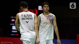 Fajar Alfian/Muhammad Rian Ardianto gagal merebut titel juara Indonesia Masters 2025. (Liputan6.com/Herman Zakharia)