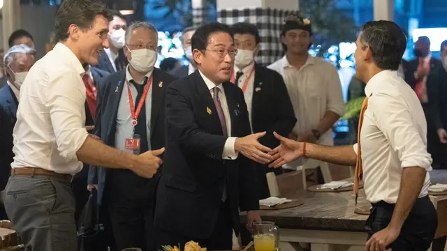 PM Kanada Trudeau, PM Jepang Kishida, dan PM Inggris Sunak.