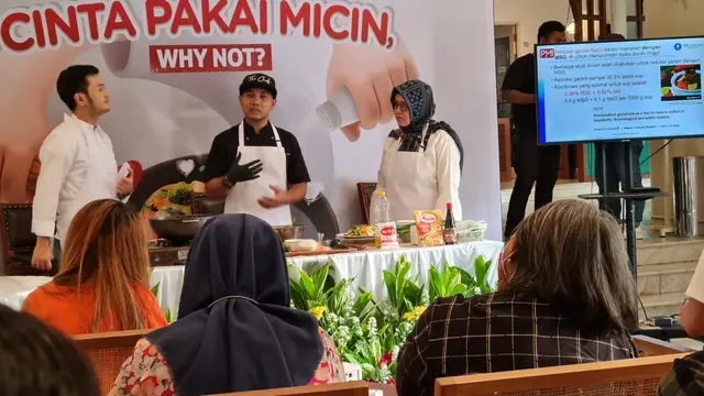 Program Cinta Pakai Micin, Why Not? digelar P2MI di Jakarta, jelang Lebaran 2023. Program ini membahas umami, MSG, dan kreasi daging ayam dengan bintang tamu Chef Fajar. (Foto: Dok Tim P2MI)