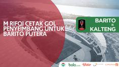 Bek Barito Putera, M Rifqi, mencetak gol penyeimbang saat menghadapi Kalteng Putra.