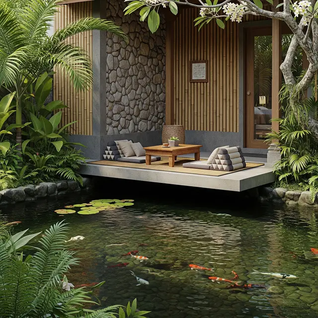 Desain Teras Ala Bali yang Bikin Rumah Terasa Adem dan Menenangkan (Image by Gemini AI)