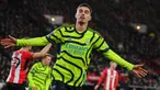 Pemain Arsenal, Kai Havertz melakukan selebrasi usai mencetak gol saat pertandingan sepak bola Liga Premier Inggris melawan Sheffield United di Stadion Bramall Lane di Sheffield, Inggris, 4 Maret 2024. (AP Photo/Rui Vieira)