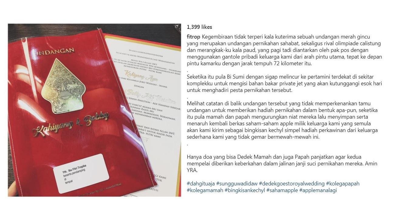 Diundang Ke Pernikahan Kahiyang Ayu Fitri Tropica Malah