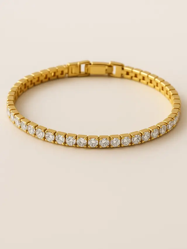 Gelang Tenis Elegan dengan Satu Baris Batu Permata 18 Karat 8 Gram