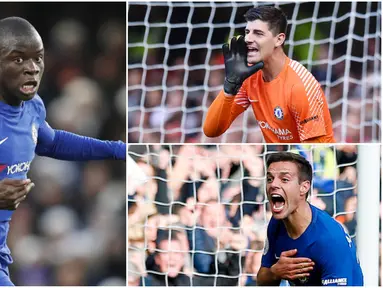 Berikut ini lima pemain Chelsea yang bergaji rendah. Tiga diantaranya adalah N'Golo Kante, Thibaut Courtois dan	Cesar Azpilicueta. (Foto-foto Kolase dari AFP)