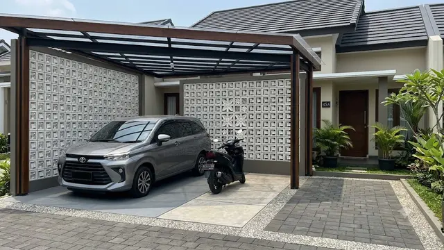 Model Carport dengan Dinding Roster