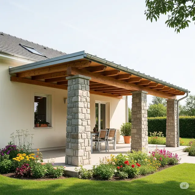 Model Kanopi Kayu Teras Rumah Sederhana. Foto: Gemini