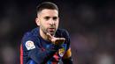 Pemain Barcelona, Jordi Alba, saat melawan Sevilla pada laga Liga Spanyol di Stadion Camp Nou, (5/2/2023). Bek senior ini mulai kekurangan menit bermain di Barcelona. Kontrak Jordi Alba yang akan berakhir pada 2024 mendatang bisa menjadi alasan Blaugrana untuk menjualnya pada musim panas mendatang. (AFP/Josep Lago)