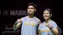 Pasangan ganda campuran Indonesia, Jafar Hidayatullah/Felisha Pasaribu berpose setelah menang atas wakil Korea Selatan, Kim Jae Hyeon/Jang Ha Jeong dalam babak 32 besar Indonesia Open 2026 di Istora Senayan, Jakarta, Rabu (03/06/2026). (Bola.com/Bagaskara Lazuardi)