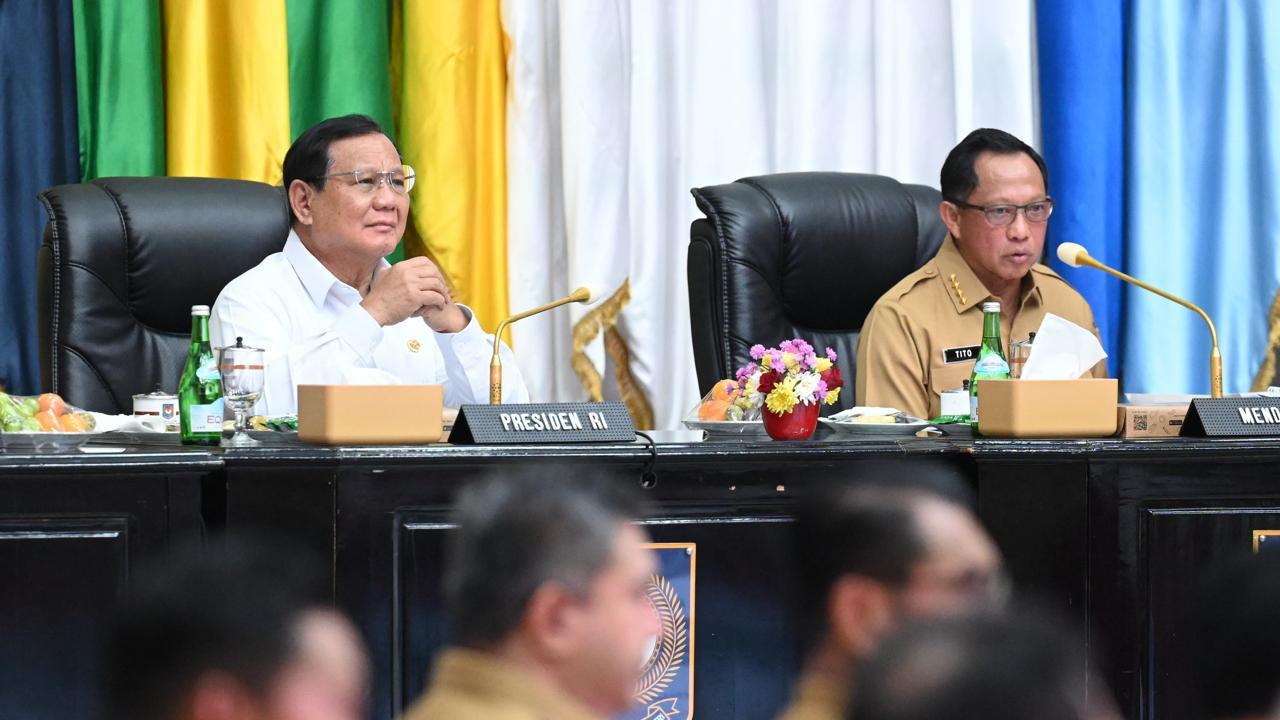 Presiden Prabowo Subianto bersama Mendagri Tito Karnavian Pimpin Rakornas Pengendalian Inflasi