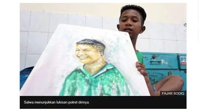 Muhamad Salwa Aristotel, penyandang disabilitas tanpa lengan yang berhasil melukis sketsa wajah Wapres AS