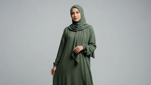 Abaya Manset Karet dengan Bahan Cey Crinkle Premium