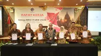 Budi Hartawan hadir saat membuka Rapat Kerja (Raker) Inspektorat Jenderal (Itjen) Kemnaker 2019 di kabupaten Sleman, DIY, Selasa (11/2/2019).