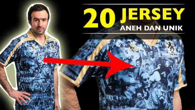 Video jersey sepak bola teraneh dan terunik dalam sejarah sepak bola, salah satunya klub dari 1860 Munchen asal Jerman dengan desain foto-foto sejarah pemain sepak bola dari 1860 Munchen.