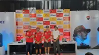 Pembalap Ducati Corse saat jumpa pers di Jakarta (Liputan6.com/ Thomas)