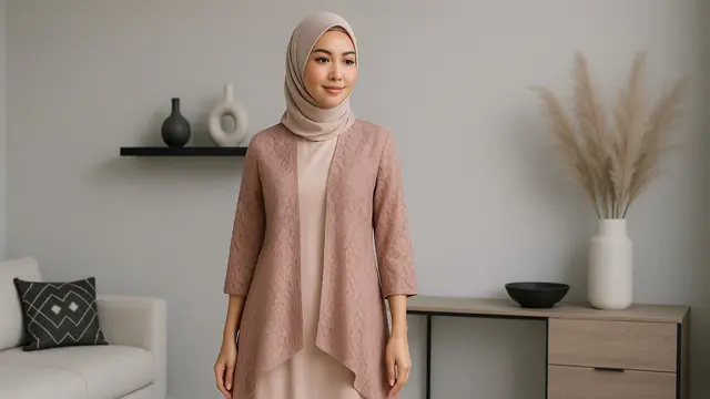 7 Model Cardigan Brokat untuk Gamis, Tampil Mewah Tanpa Berlebihan