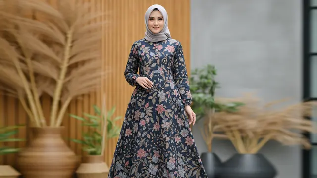 Gamis Batik Flare Dress Modern